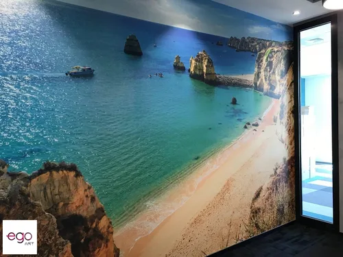 Fototapeta z plażą i turkusowym morzem