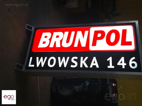 Dwustronny kaseton Brunpol z adresem