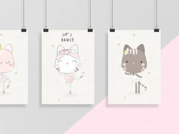 Plakaty dekoracyjne z ilustracjami kotków