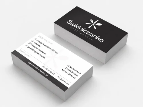 Czarno-białe wizytówki laminowane Świdniczanka