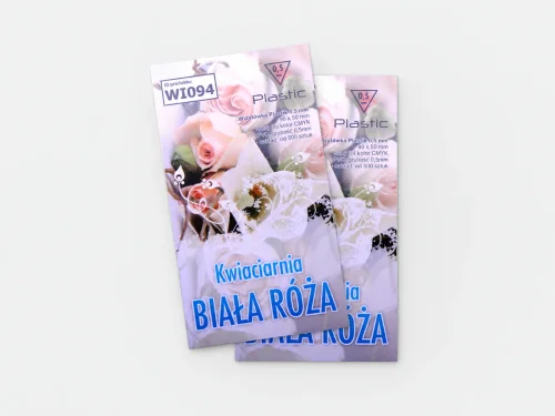 Plastikowe wizytówki kwiaciarni Biała Róża