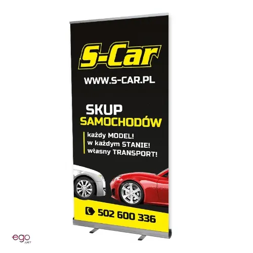 Czarno-żółty rollup skupu samochodów S-Car