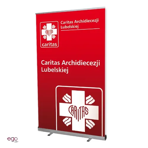 Czerwony rollup Caritas Archidiecezji Lubelskiej