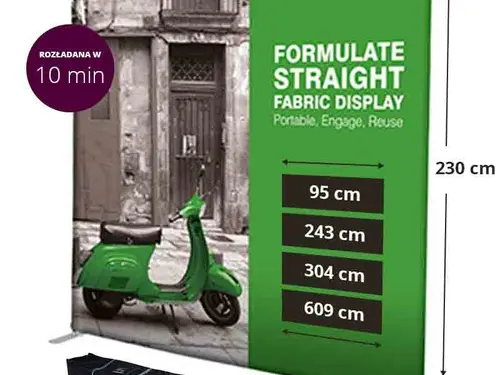 Prosta ścianka tekstylna Formulate — dostępne wymiary